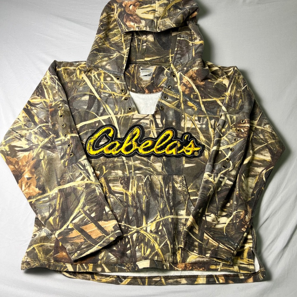 Cabelas Advantage Max-4 HD Camo Hoodie Paramount Outdoors Medium Grommet Detail